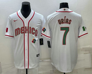 Men%27s Mexico Baseball #7 Julio Urias 2023 White Blue World Baseball Classic Stitched Jersey->2023 world baseball classic->MLB Jersey